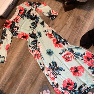 Maxi Dress- Blue with Flowers